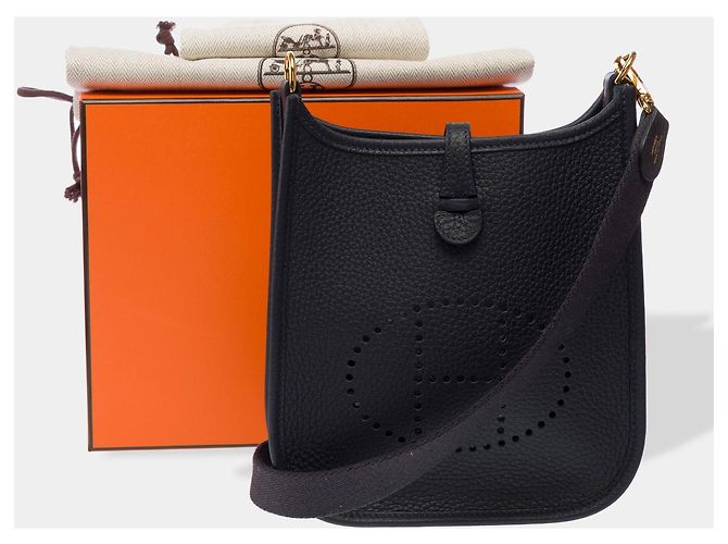 Hermès Borsa HERMES Mini Evelyne in Pelle Blu Marino - 102966 Blu navy - vista 2