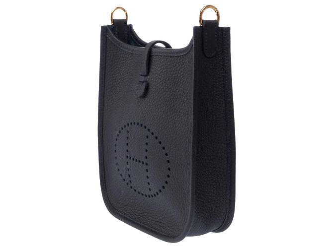 Hermès Borsa HERMES Mini Evelyne in Pelle Blu Marino - 102966 Blu navy - vista 5