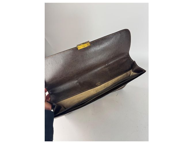 Brevettato in pelle monogramma Gucci vintage marrone dorato - vista 3