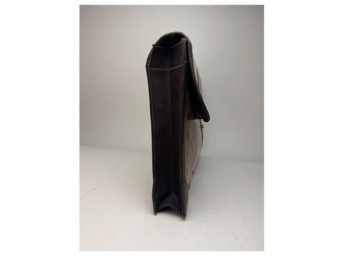Brevettato in pelle monogramma Gucci vintage marrone dorato - vista 8