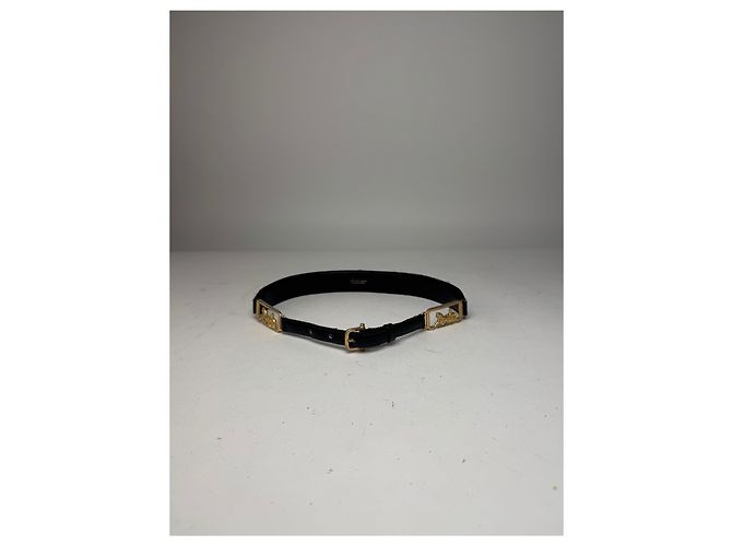 Céline Vintage Celine Paris Carriage Logo Leather Belt Black - view 10