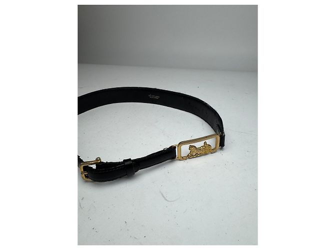 Céline Vintage Celine Paris Carriage Logo Leather Belt Black - view 2