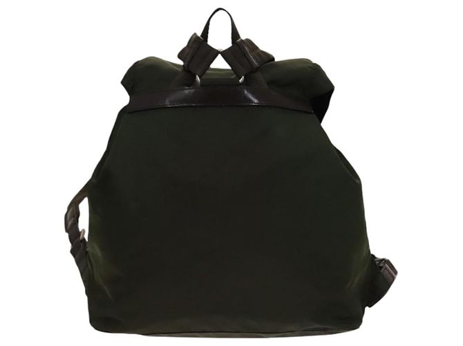 Prada Vela Double Front Pocket Backpack Tessuto with Saffiano Leather Medium Khaki - view 2