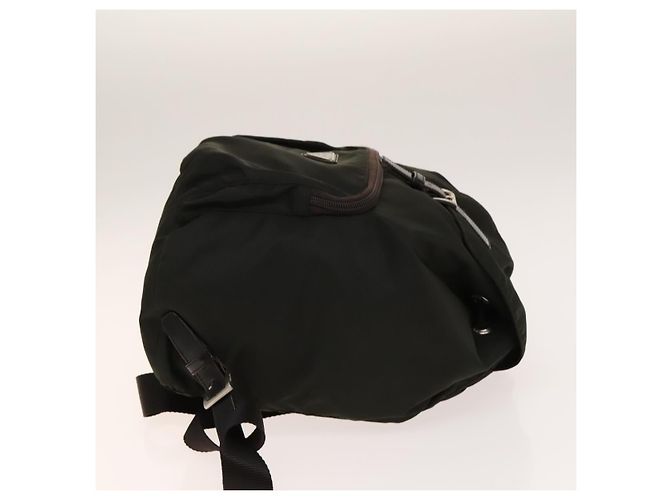 Mochila de nylon com fivela e bolso frontal Prada Caqui - vista 3