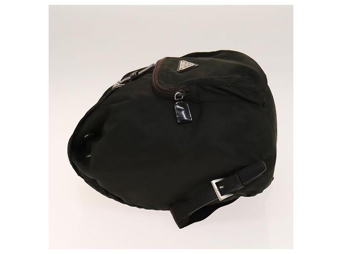 Mochila de nylon com fivela e bolso frontal Prada Caqui - vista 4