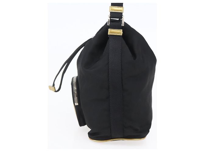 Borsa a secchiello con coulisse Prada Duet Tessuto Piccola Nero - vista 4