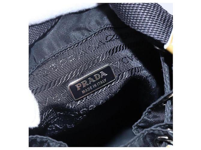Borsa a secchiello con coulisse Prada Duet Tessuto Piccola Nero - vista 6