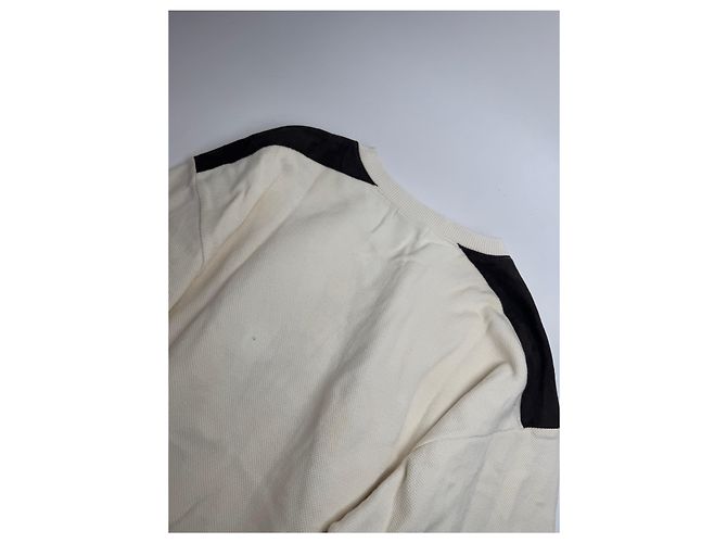 Courreges Vintage Courrèges Woll-Leder-Pullover beige braun M - Ansicht 10