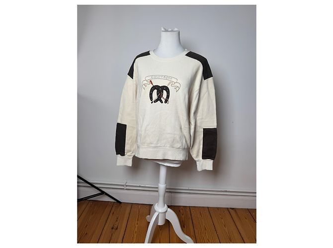 Courreges Vintage Courrèges Woll-Leder-Pullover beige braun M - Ansicht 11
