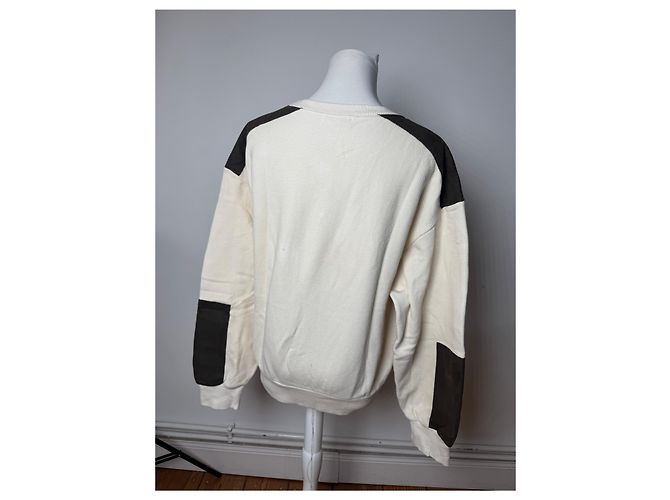 Courreges Vintage Courrèges Woll-Leder-Pullover beige braun M - Ansicht 12