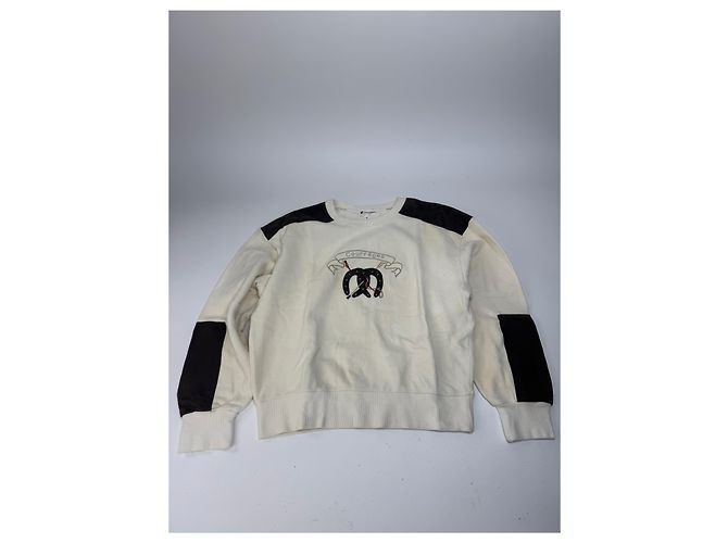 Courreges Vintage Courrèges Woll-Leder-Pullover beige braun M - Ansicht 4