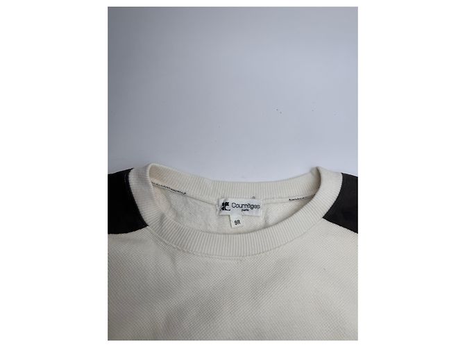 Courreges Vintage Courrèges Woll-Leder-Pullover beige braun M - Ansicht 6