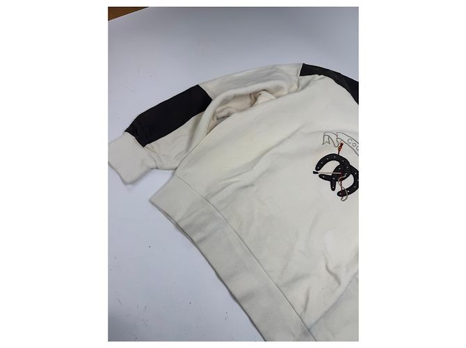 Courreges Vintage Courrèges Woll-Leder-Pullover beige braun M - Ansicht 8