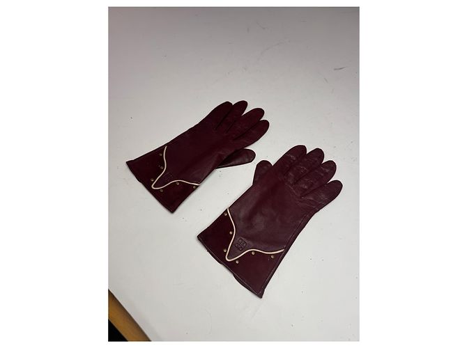 Vintage Givenchy Leder-Suede-Handschuhe lila - Ansicht 2