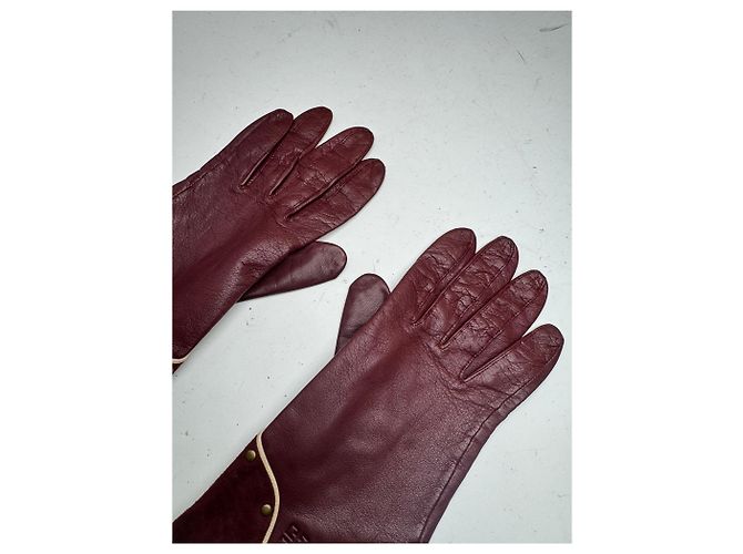Vintage Givenchy Leder-Suede-Handschuhe lila - Ansicht 4