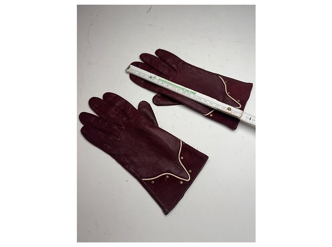 Vintage Givenchy Leder-Suede-Handschuhe lila - Ansicht 5
