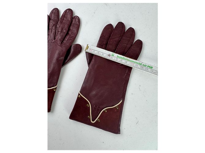 Vintage Givenchy Leder-Suede-Handschuhe lila - Ansicht 6