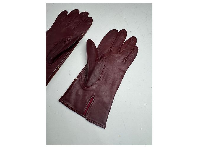 Vintage Givenchy Leder-Suede-Handschuhe lila - Ansicht 7