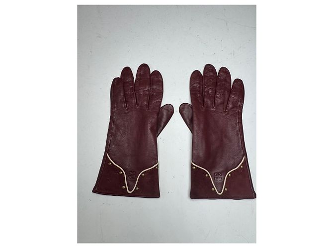 Vintage Givenchy Leder-Suede-Handschuhe lila - Ansicht 9