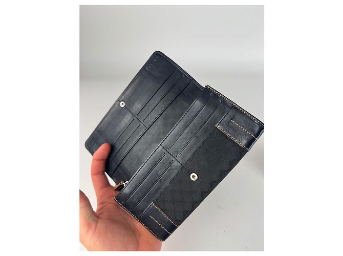 Triomphe Céline Vintage Celine Paris Monogram Leather Wallet Black - view 3