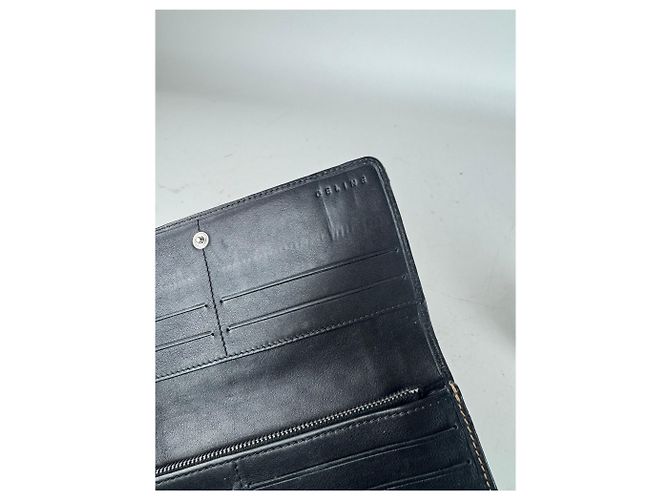Triomphe Céline Vintage Celine Paris Monogram Leather Wallet Black - view 4
