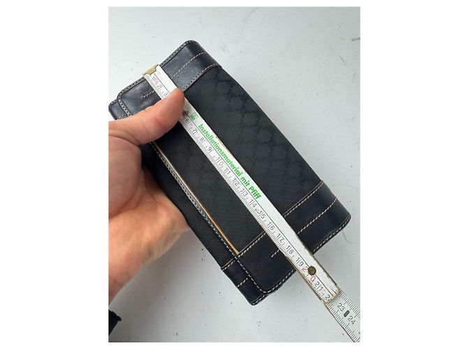 Triomphe Céline Vintage Celine Paris Monogram Leather Wallet Black - view 6
