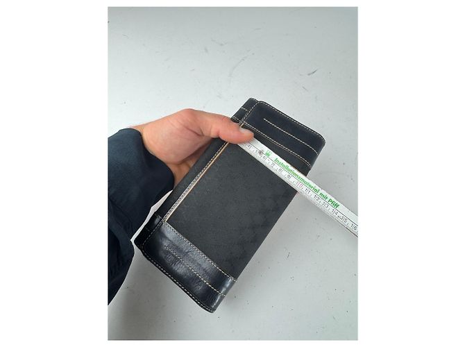Triomphe Céline Vintage Celine Paris Monogram Leather Wallet Black - view 7