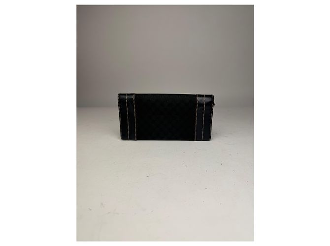 Triomphe Céline Vintage Celine Paris Monogram Leather Wallet Black - view 9