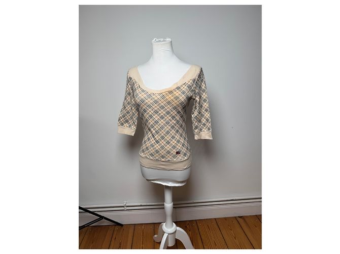 Vintage Burberry Nova Check Kurzarm-Pullover beige M - Ansicht 11