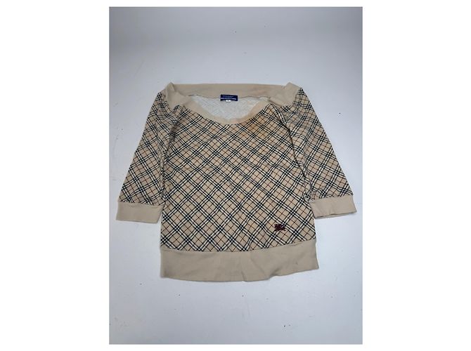 Vintage Burberry Nova Check Kurzarm-Pullover beige M - Ansicht 4