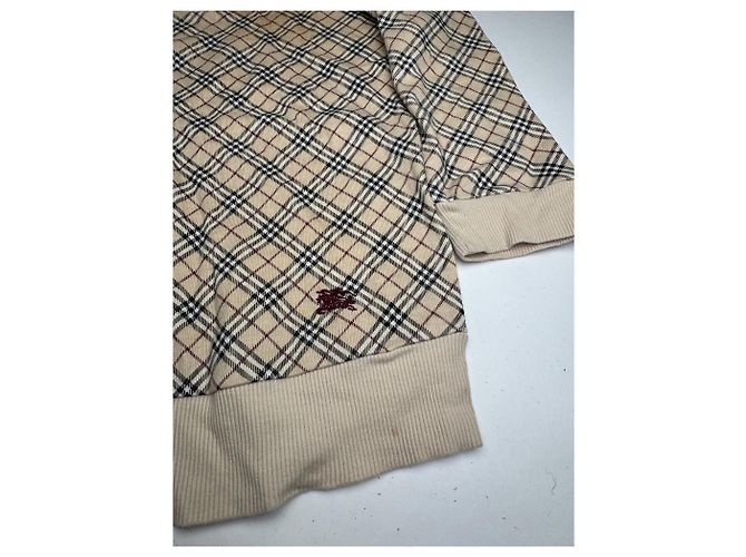 Vintage Burberry Nova Check Kurzarm-Pullover beige M - Ansicht 5