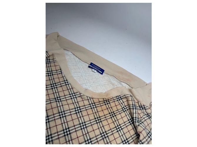 Vintage Burberry Nova Check Kurzarm-Pullover beige M - Ansicht 6