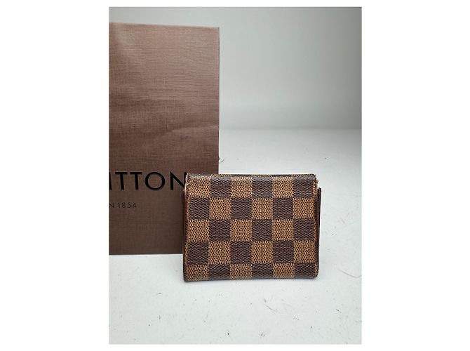 Tarjetero de cuero Damier Monogram vintage Louis Vuitton marrón Castaño - vista 12