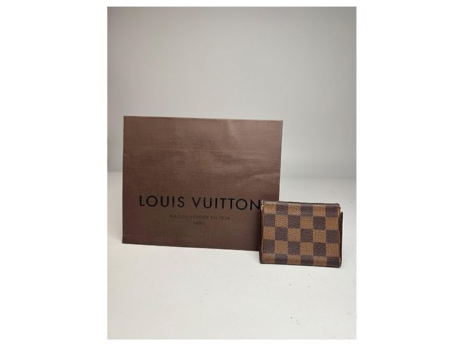 Tarjetero de cuero Damier Monogram vintage Louis Vuitton marrón Castaño - vista 2