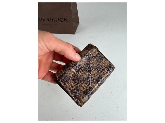 Tarjetero de cuero Damier Monogram vintage Louis Vuitton marrón Castaño - vista 3