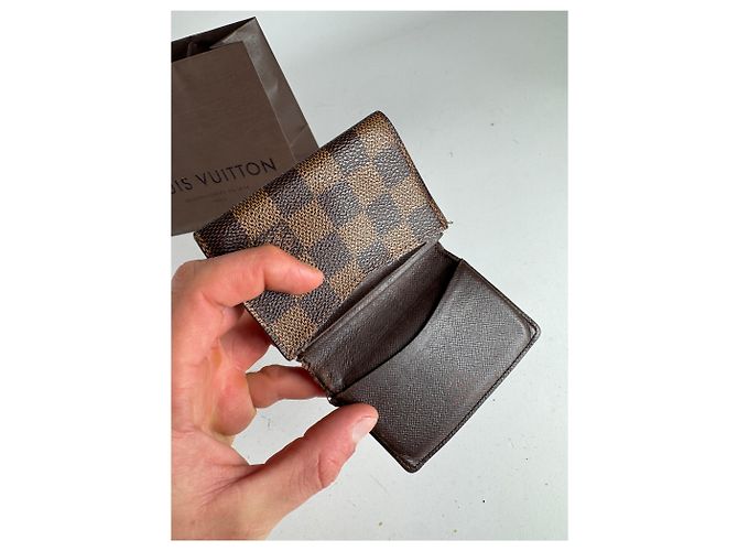 Tarjetero de cuero Damier Monogram vintage Louis Vuitton marrón Castaño - vista 4