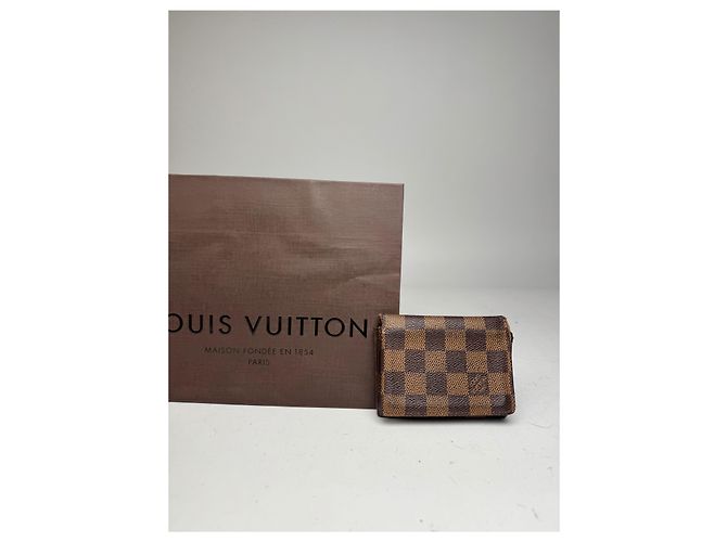 Tarjetero de cuero Damier Monogram vintage Louis Vuitton marrón Castaño - vista 6