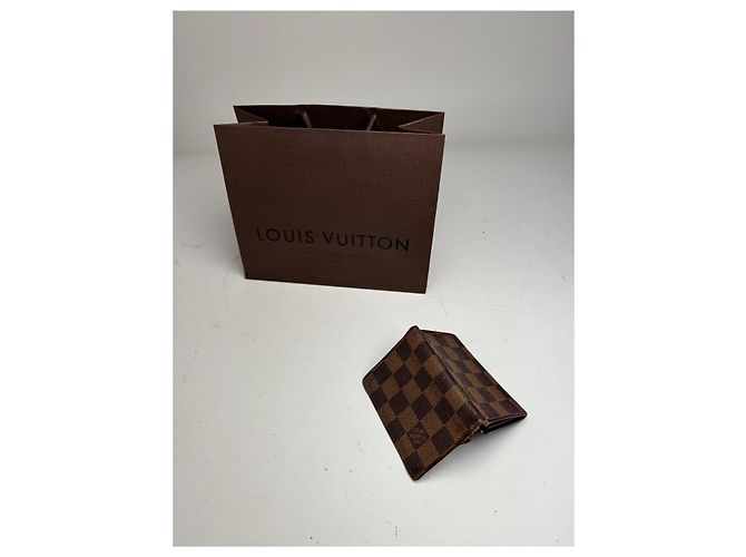 Tarjetero de cuero Damier Monogram vintage Louis Vuitton marrón Castaño - vista 7