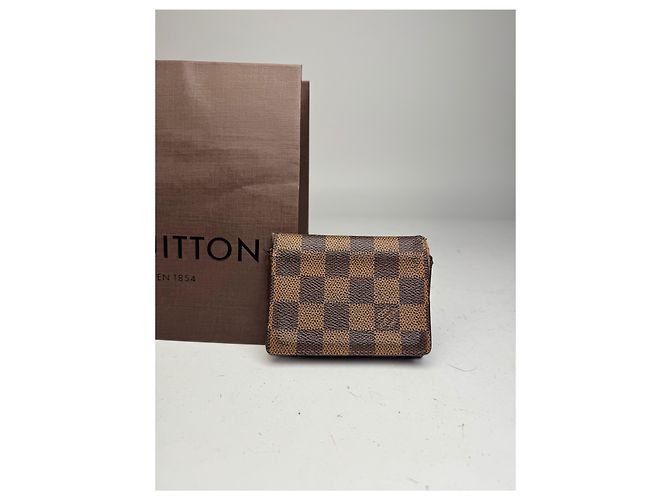 Tarjetero de cuero Damier Monogram vintage Louis Vuitton marrón Castaño - vista 8
