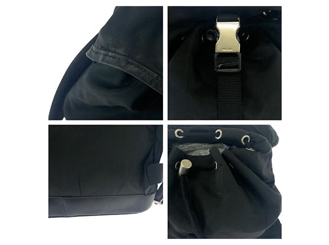 Zaino in nylon tessuto con logo Prada Nero - vista 5