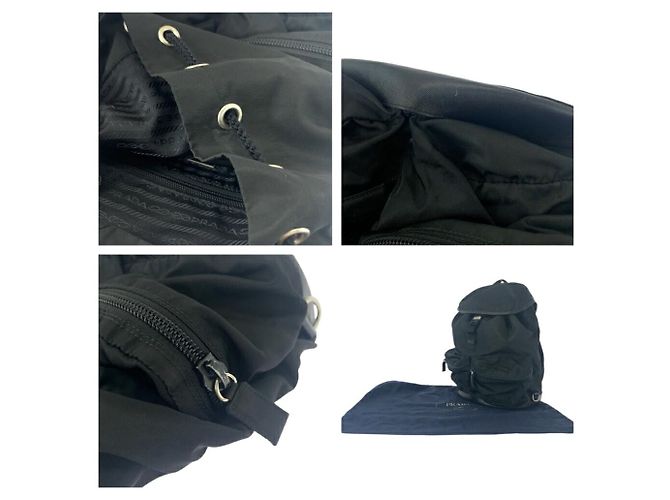 Zaino in nylon tessuto con logo Prada Nero - vista 6