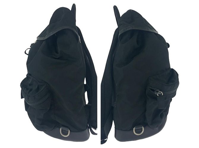Zaino in nylon tessuto con logo Prada Nero - vista 8