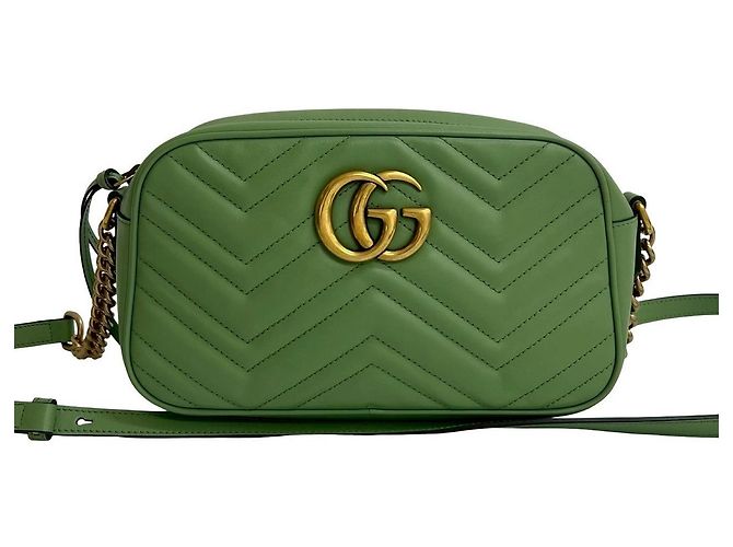 Borsa a Spalla in Pelle GG Marmont di Gucci Verde - vista 2