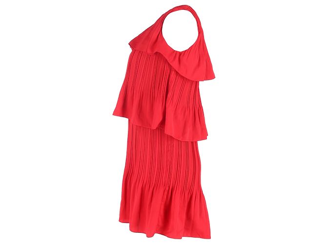 Rockano gestuftes Faltenkleid aus rotem Polyester von Maje - Ansicht 2