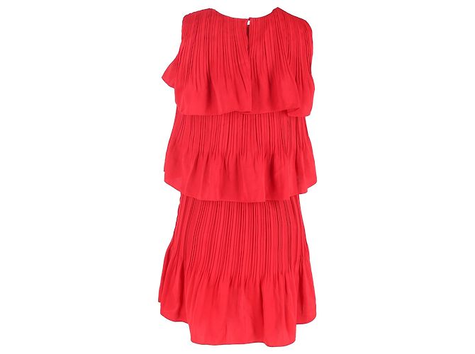 Rockano gestuftes Faltenkleid aus rotem Polyester von Maje - Ansicht 3