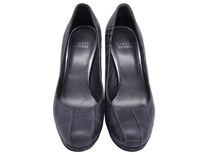 Stuart Weitzman geprägte Pumps aus grauem Leder - Ansicht 2