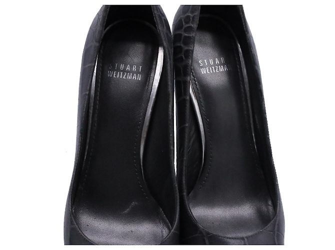 Stuart Weitzman geprägte Pumps aus grauem Leder - Ansicht 7