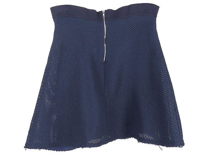 Falda Mini A-Line en Poliéster Azul Marino con Acento de Malla Sandro - vista 2