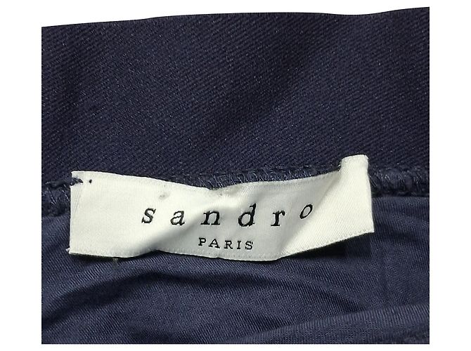 Falda Mini A-Line en Poliéster Azul Marino con Acento de Malla Sandro - vista 3