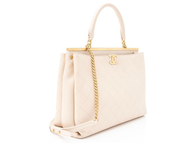 Gabrielle Chanel Calfskin Coco Luxe Large Shopping Tote Brown Beige - view 2
